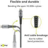 goobay Lightning > Câble textile USB-A avec connecteurs métalliques Gris/Argent, 0,5 mètre