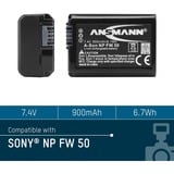 Ansmann A-Son NP FW 50 Batterie pour Appareil Photo / Caméscope 7,4V 900 mAh, Batterie appareil photo 900 mAh, 7,4 V, Lithium-Ion (Li-Ion)