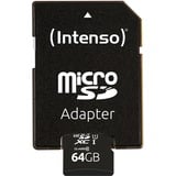 Intenso 3424490 mémoire flash 64 Go MicroSD UHS-I Classe 10, Carte mémoire Noir, 64 Go, MicroSD, Classe 10, UHS-I, Class 1 (U1), Résistant à une température, Résistant aux chocs, Imperméable, Résistant aux rayons X