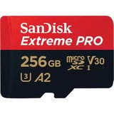 SanDisk Extreme PRO microSDXC 256 Go, Carte mémoire UHS-I U3, Class 10, V30, A2, Incl. SD Adapteur