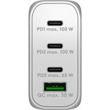 goobay 100W GaN USB-C PD Multiport Quick Charger Blanc, 3x USB-C, 1x USB-A