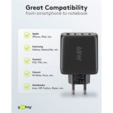 goobay 68W GaN USB-C PD Multiport Quick Charger Noir, 3x USB-C, 1x USB-A