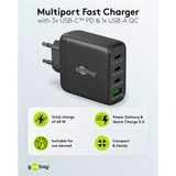 goobay 68W GaN USB-C PD Multiport Quick Charger, Chargeur Noir
