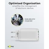 goobay Chargeur rapide USB-C PD GaN Multiport (65 W) Blanc, 2x USB-C, 1x USB-A, Power Delivery, QuickCharge