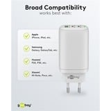 goobay Chargeur rapide USB-C PD GaN Multiport (65 W) Blanc, 2x USB-C, 1x USB-A, Power Delivery, QuickCharge