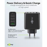 goobay Chargeur rapide multiport USB-C, PD, GaN, 68 watts Noir, 3x USB-C, 1x USB-A, Power Delivery, QuickCharge
