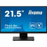 iiyama ProLite T2252MSC-B2 21.5" Moniteur tactile Noir (Mat), 1x DisplayPort, 1x HDMI, 2x USB-A, Touch, HDMI, DisplayPort, Audio, USB 3.0