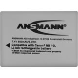 Ansmann A-Can NB 10 L, Batterie appareil photo 850 mAh, 7,4 V, Lithium-Ion (Li-Ion), 1 pièce(s), Vente au détail