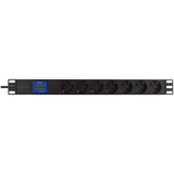 BlueWalker PowerWalker PDU LC-10A 7x CEE 7/3 (entrée IEC C14), Bloc d'alimentation Noir
