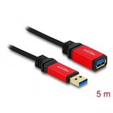 DeLOCK Câble de rallonge USB 3.2 Gen 1, connecteur USB-A > prise USB-A, Câble d'extension Noir/Rouge