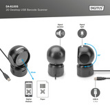 Digitus 1D 2D Desktop USB Barcode Scanner, Lecteur de codes-barres Noir
