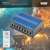 Digitus Ethernet Gigabit 8 ports, Switch Bleu