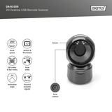 Digitus Scanner de codes-barres USB de bureau 1D 2D, Lecteur de codes-barres Noir