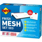FRITZ! 7530 AX + 1200 AX, Routeur Mesh Set 7530 AX + 1200 AX, Rouge, Blanc, Interne, Système maillé, Bi-bande (2,4 GHz / 5 GHz), Wi-Fi 6 (802.11ax), 2400 Mbit/s