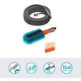 GARDENA Kit de lavage de vélo Cleansystem, avec brosse à vélo, tuyau et barre de savon, Brosses de lavage Gris/Turquoise, 18864-20