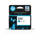 HP 924 Cartouche Encre Authentique Cyan Rendement standard, Cyan, 1 pièce(s), 400 pages, Paquet unique
