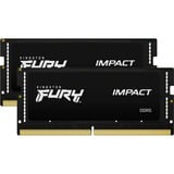 Kingston FURY FURY 32GB 6400MT/s DDR5 CL38 SODIMM (Kit de 2) Impact XMP, Mémoire vive Noir, 32 Go, 2 x 16 Go, DDR5, 262-pin SO-DIMM, Noir
