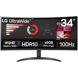 LG 34WR50QK-B écran plat de PC 86,4 cm (34") 3440 x 1440 pixels Wide Quad HD Noir Moniteur UltraWide incurvé  Noir, 86,4 cm (34"), 3440 x 1440 pixels, Wide Quad HD, 5 ms, Noir