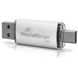 MediaRange Kombo-Speicherstick 1 TB, Clé USB Argent/transparent