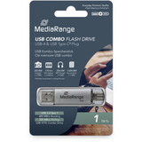 MediaRange Kombo-Speicherstick 1 TB, Clé USB Argent/transparent