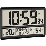 TFA Horloge radio XL numérique avec climat intérieur, Réveil Noir