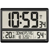 TFA Horloge radio XL numérique avec climat intérieur, Réveil Noir