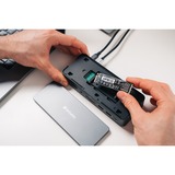 Verbatim CDS-15SSD Avec fil USB 3.2 Gen 1 (3.1 Gen 1) Type-C Noir, Gris, Station d'accueil Aluminium/Noir, Avec fil, USB 3.2 Gen 1 (3.1 Gen 1) Type-C, 100 W, 3,5 mm, 1000 Mbit/s, Noir, Gris