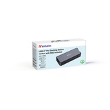 Verbatim CDS-15SSD Avec fil USB 3.2 Gen 1 (3.1 Gen 1) Type-C Noir, Gris, Station d'accueil Aluminium/Noir, Avec fil, USB 3.2 Gen 1 (3.1 Gen 1) Type-C, 100 W, 3,5 mm, 1000 Mbit/s, Noir, Gris