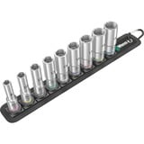 Wera Ceinture B Jeu de douilles Deep 1, avec entraînement 3/8", 9 pièces, Clés mixtes à cliquet Noir