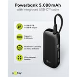 goobay Powerbank 5 000 mAh, câble USB-C intégré 13 cm, 20 watts Noir