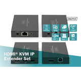 Digitus Set d'extension HDMI KVM IP, 150 mètres Noir
