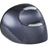 Evoluent Evoluent D Small Wireless, Souris Noir/Argent, Droitier, Conception verticale, Laser, RF sans fil, 3200 DPI, Noir