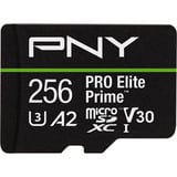 PNY Pro Elite Prime microSD 256 GB, Carte mémoire Noir/Vert