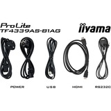 iiyama ProLite TF4339AS-B1AG, Affichage public Noir (Mat), Tactile, HDMI, DisplayPort, LAN, USB, Audio