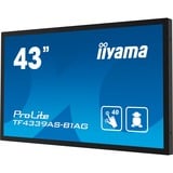 iiyama ProLite TF4339AS-B1AG, Affichage public Noir (Mat), Tactile, HDMI, DisplayPort, LAN, USB, Audio
