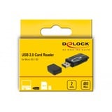 DeLOCK 91602 lecteur de carte mémoire USB 2.0 Noir Noir, MMC, MMC Mobile, MMC+, MMCmicro, MicroSD (TransFlash), MicroSDHC, MicroSDXC, MiniSD, RS-MMC, SD,..., Noir, 480 Mbit/s, Android 10.0+, Chrome OS 86.0+, Linux Kernel 3.2+, Mac OS 10.15.7+, Windows 8.1/10, USB 2.0, 22 mm