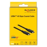 DeLOCK USB4 40 Gbps Coaxial, Câble coaxial Noir, 0,8 mètres
