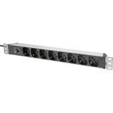 Digitus Barre d'alimentation 19" avec profil en aluminium, 8 sorties italiennes, 1U, Multiprise Rouge/en aluminium