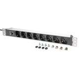 Digitus Barre d'alimentation 19" avec profil en aluminium, 8 sorties italiennes, 1U, Multiprise Rouge/en aluminium