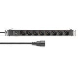 Digitus Barre d'alimentation 19" avec profil en aluminium, 8 sorties italiennes, 1U multiprise Rouge/en aluminium