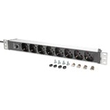 Digitus Barre d'alimentation 19" avec profil en aluminium, 8 sorties italiennes, 1U multiprise Rouge/en aluminium