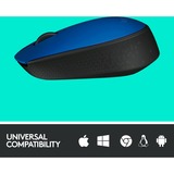 Logitech M171 Blue-K souris Ambidextre RF sans fil Optique 1000 DPI Bleu, Ambidextre, Optique, RF sans fil, 1000 DPI, Bleu