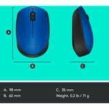 Logitech M171 Blue-K souris Ambidextre RF sans fil Optique 1000 DPI Bleu, Ambidextre, Optique, RF sans fil, 1000 DPI, Bleu