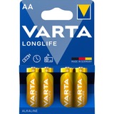 VARTA 04106 Batterie à usage unique AA Alcaline Batterie à usage unique, AA, Alcaline, 1,5 V, 4 pièce(s), Or, Jaune