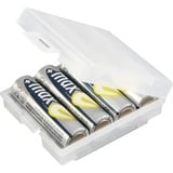 Ansmann Boîte à piles 4, Boîte d'accumulateur Transparent, Transparent, Blanc, 4 AAA / AA