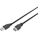 Digitus Câble de rallonge USB 3.2 Gen 1, connecteur USB-A > prise USB-A, Câble d'extension Noir