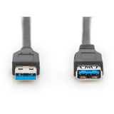 Digitus Câble de rallonge USB 3.2 Gen 1, connecteur USB-A > prise USB-A, Câble d'extension Noir