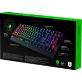 Razer Blackwidow V3 clavier USB QWERTZ Allemand Noir Noir, Layout DE (QWERTZ), Razer certified Mechanical Green Switches, 80% (TKL), Taille réelle (100 %), USB, Clavier mécanique, QWERTZ, LED RGB, Noir