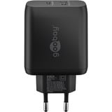 goobay 65W GaN USB-C PD Dual Fast Charger Noir, 1x USB-C, 1x USB-A