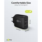 goobay 65W GaN USB-C PD Dual Fast Charger Noir, 1x USB-C, 1x USB-A